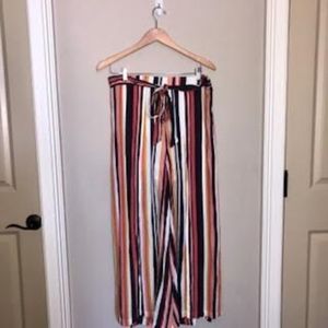 Xhilaration Pants - Striped Crop Linen Pants with Slit Details Xhilaration Pants - Striped Crop Linen Pants with Slit Details
